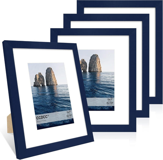 8x10 Picture Frame Set of 4, 8 x 10 Wood Photo Frames with Mat for 5x7, Natural Wooden Frame with
