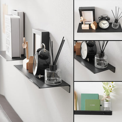 JOOM Black Floating Shelves for Wall Storage, Metal Wall Shelves for Living Room, Bathroom