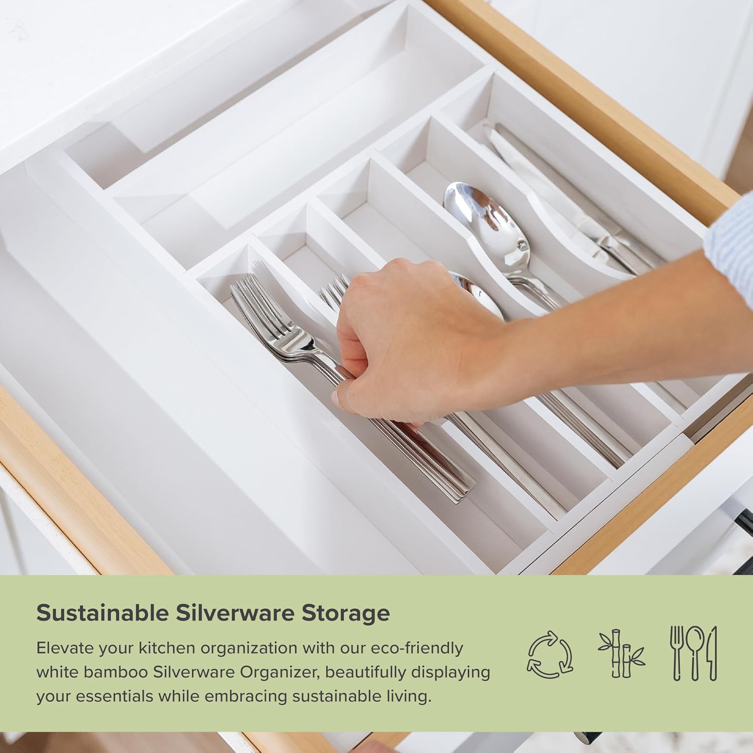 Premium Silverware, Flatware and Utensil Organizer for Kitchen Drawers, Food-Safe Contract Grade