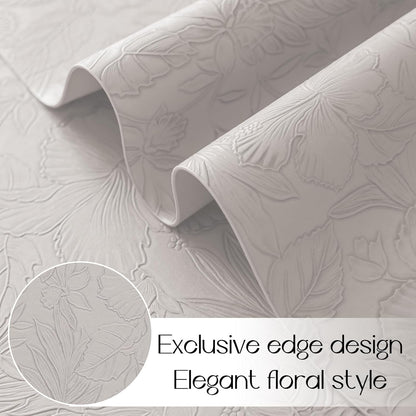 Romanstile Vinyl Placemats Set of 8-12 X 18 Inch - Heat Resistant Non-Slip Embossed Floral Place