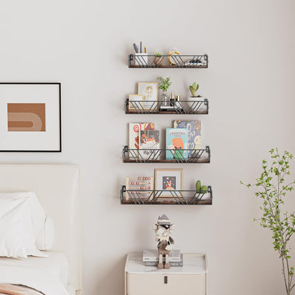 Floating Shelves for Wall Set of 4, Different Sizes Mounted Wood Floating Shelf, Wall Shelves for