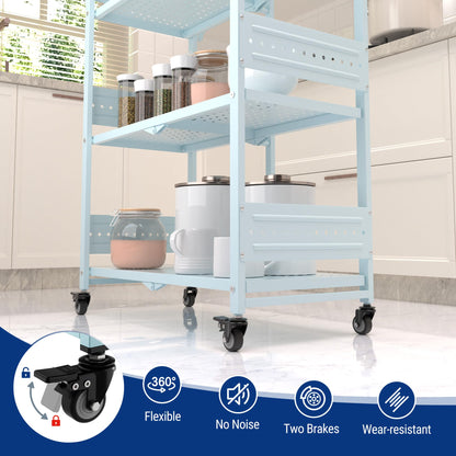 WORKPRO 5-Tier Folding Shelf, No-Assembly Metal Storage Rack with Wheels, 750 lbs Capacity (with