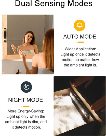 Under Cabinet Lights, Wireless Motion Sensor Light Indoor, Black 10in LED warm Lighting