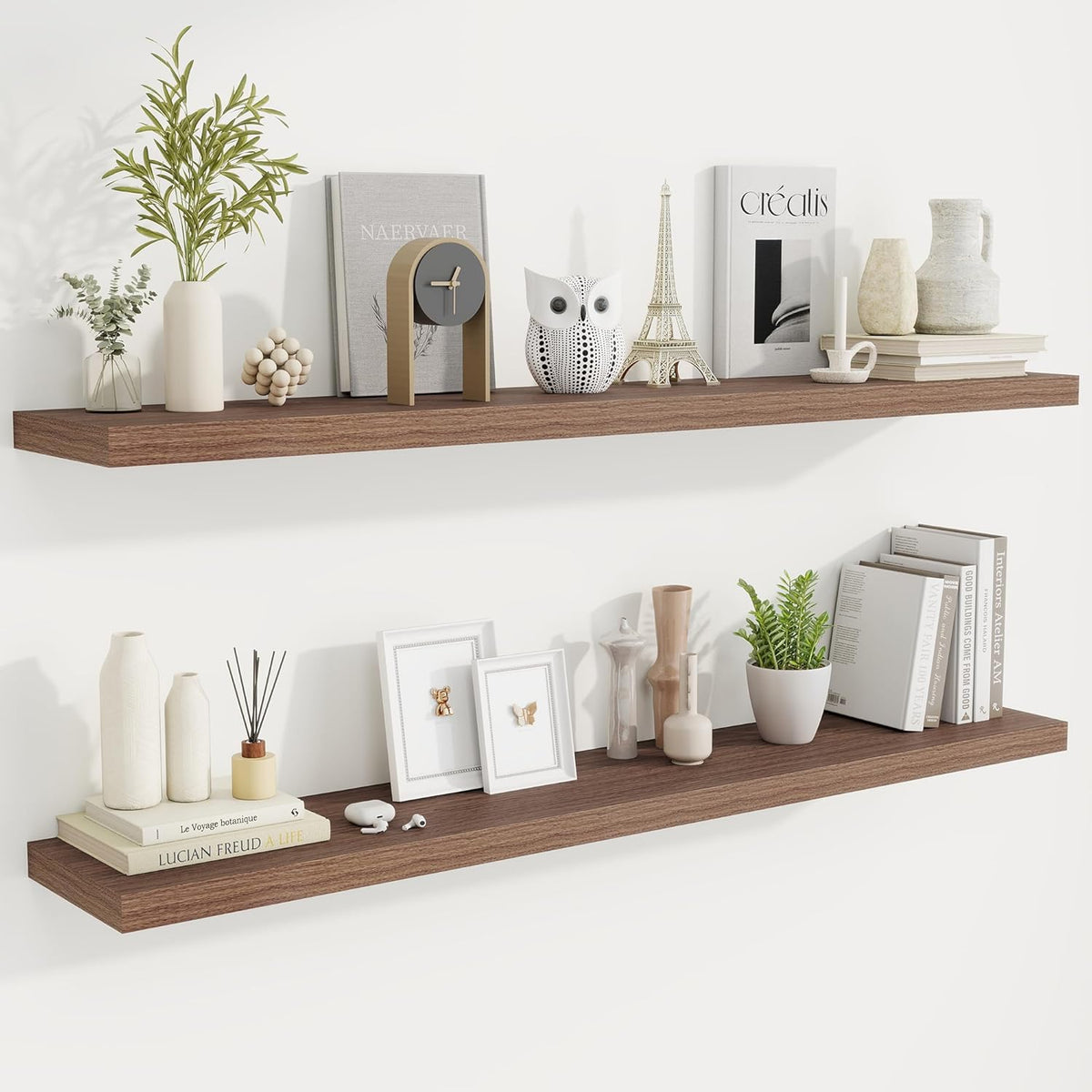 Fun Memories 55 Inch Fireplace Mantel Shelf -Long Floating Shelves, Deep Wall Mounted Farmhouse