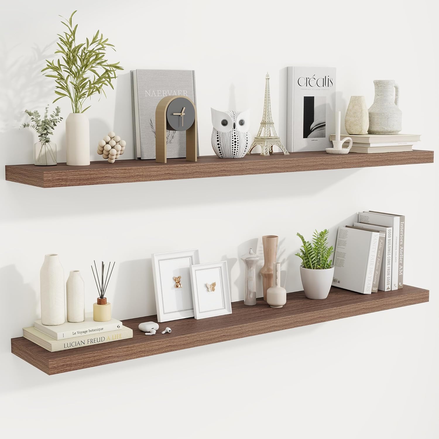 Fun Memories 55 Inch Fireplace Mantel Shelf -Long Floating Shelves, Deep Wall Mounted Farmhouse