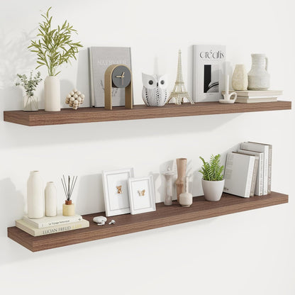 Fun Memories 55 Inch Fireplace Mantel Shelf -Long Floating Shelves, Deep Wall Mounted Farmhouse