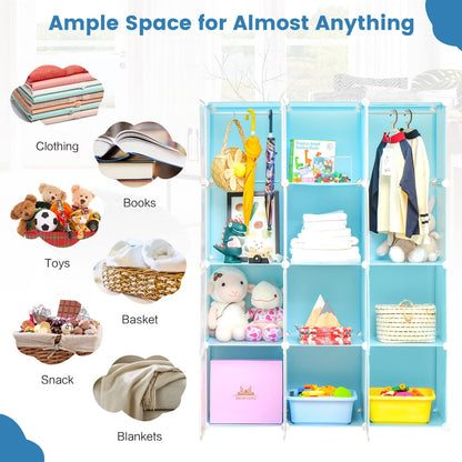 INFANS Children Wardrobe, Kid Closet Portable Baby Dresser Cute for Kids Bedroom Nursery Armoire