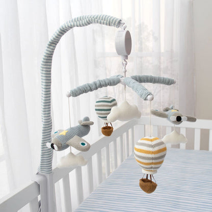 LIVING TEXTILES Baby Music Mobile - Up & Away Crib Toy, Sky Hot Air Balloon,Clouds Planes, Musical