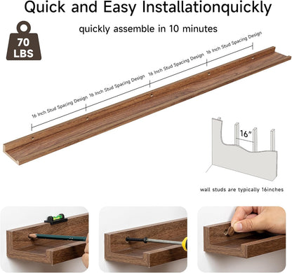 Floating Picture Ledge Shelves for Wall Set of 2, 84 Inches Picture Ledge Shelf with Long Large