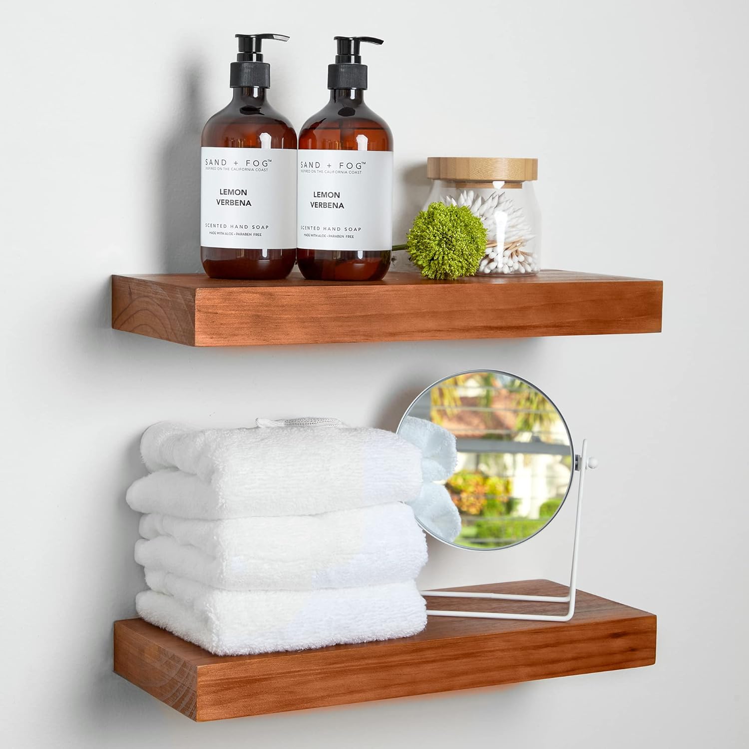 Homeforia 16 inch Oak Floating Shelf, High End Solid Real Wood 16inch Small Floating Shelves for