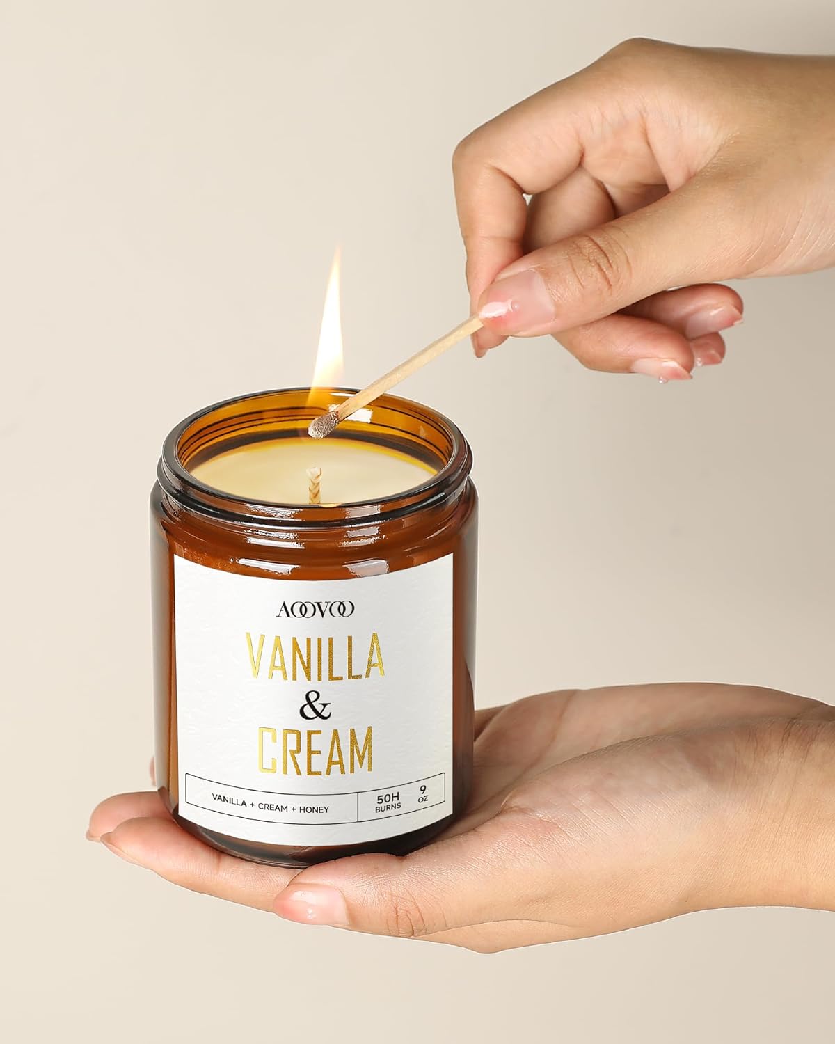 AOOVOO Vanilla Cream Candles - 9 oz Scented Candles, Aromatherapy Candle, Soy Candle for Home