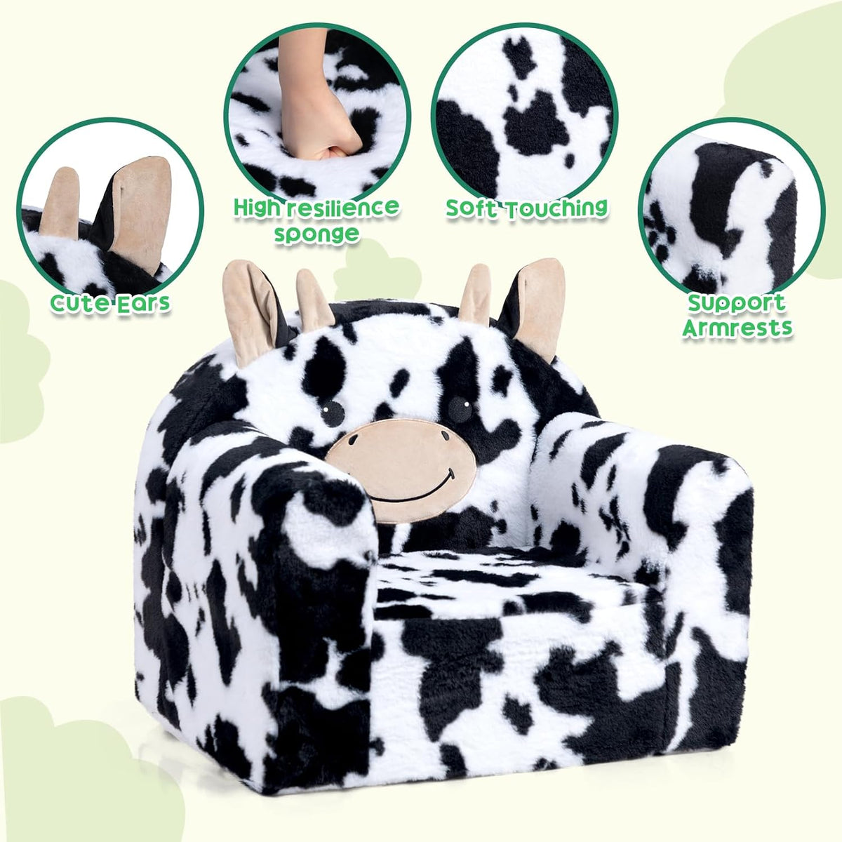 ALIMORDEN Animal Series Kid's Chair, Ultra-Soft Comfy Foam Filled Toddler Sofa Chair, Cute