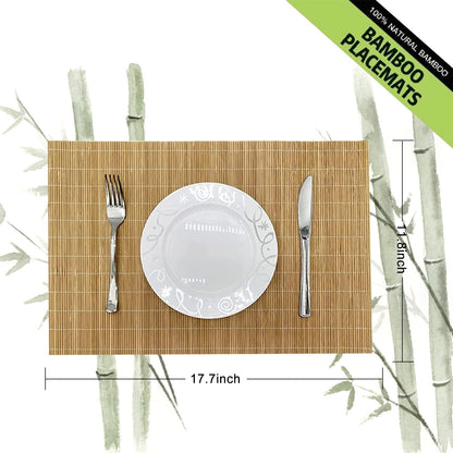 ANDSTAR Set of 4 Pcs Bamboo Placemats Sushi Rolling Mat Japanese Style Natural Anti-Slip Bamboo