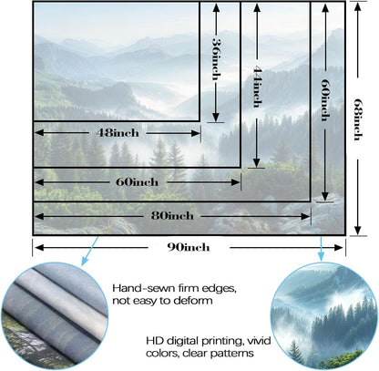 AMM Nature Forest Mountain Tapestry Green Misty Pine Tree Tapestry for Bedroom Aesthetic Foggy