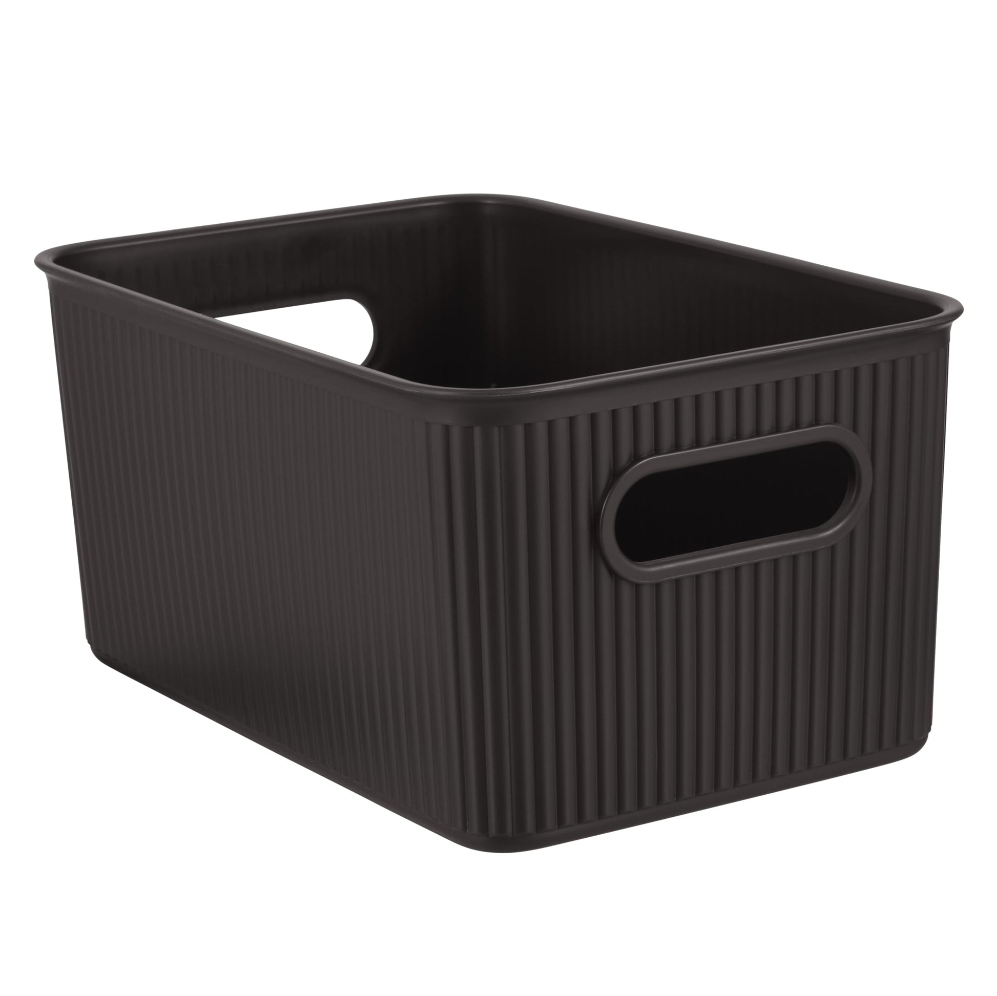 Superio Ribbed Collection - Decorative Plastic Basket Open Home Storage Bins Organizer, Medium