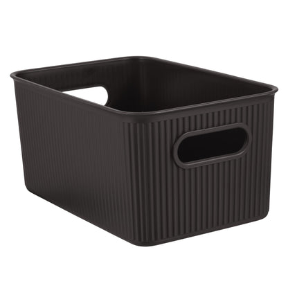 Superio Ribbed Collection - Decorative Plastic Basket Open Home Storage Bins Organizer, Medium