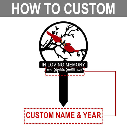 Personalized Cemetery Memorial Metal Stakes, Cardinals Memorial Grave Markers,Graden Decorations