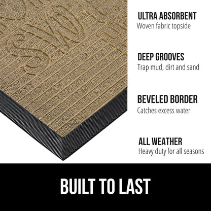 GORILLA GRIP 100% Waterproof All-Season WeatherMax Doormat 35x23, US Designed Natural Rubber, Stain