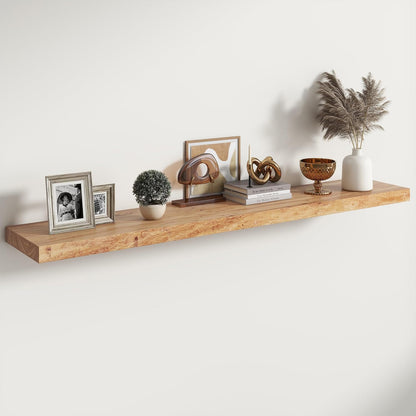 RICHFOCUS Elm Floating Shelves for Wall - 55" W x 9.3" D Rustic Solid Wood Shelves with Invisible
