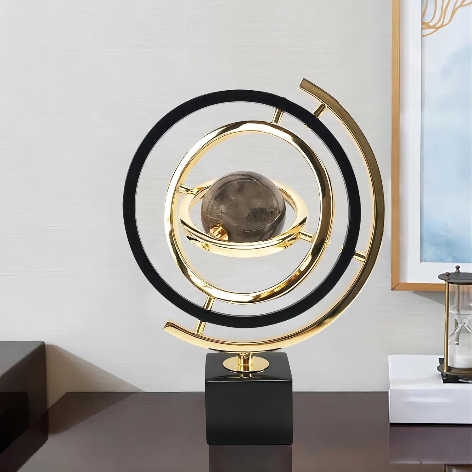 homary Modern Sculpture Decor Abstract Art Decoration Metal Globe Ornament Living Room Decor with
