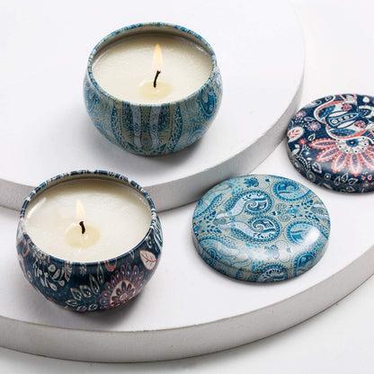 Scented Candles Gift Set, Natural Soy Wax Portable Travel Tin with Strongly Fragrance Essential