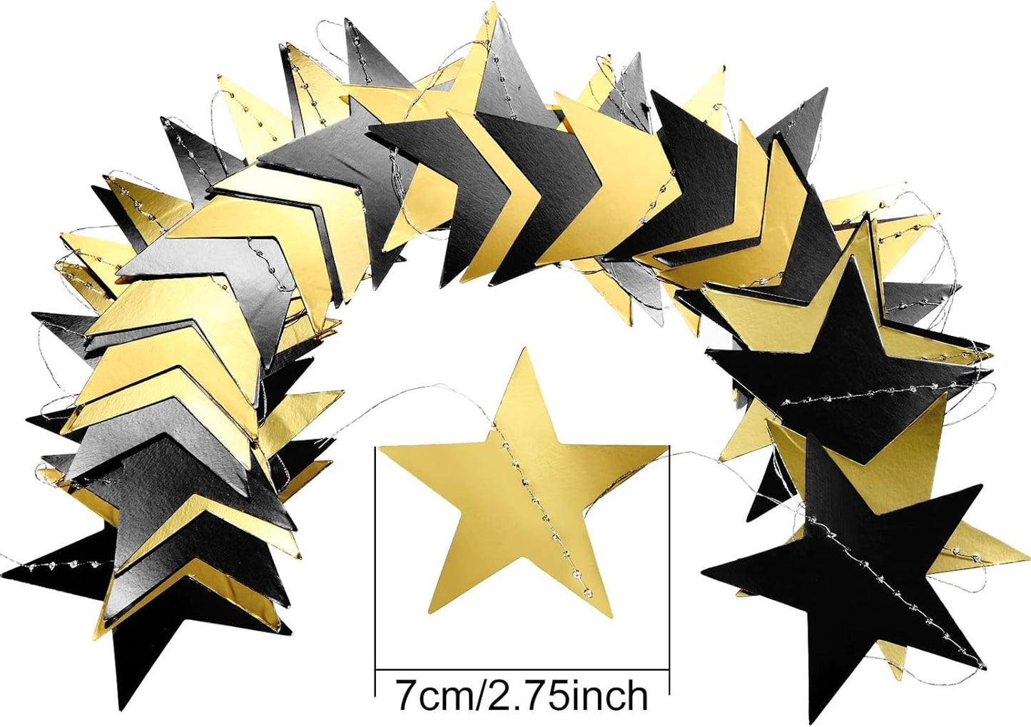 Patelai Glitter Star Garland Banner Decor 130 Feet Star Hanging Bunting Banner Twinkle Backdrop for