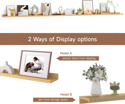 Floating Picture Ledge Shelves for Wall Set of 2, 95 Inches Picture Ledge Shelf with Long Large