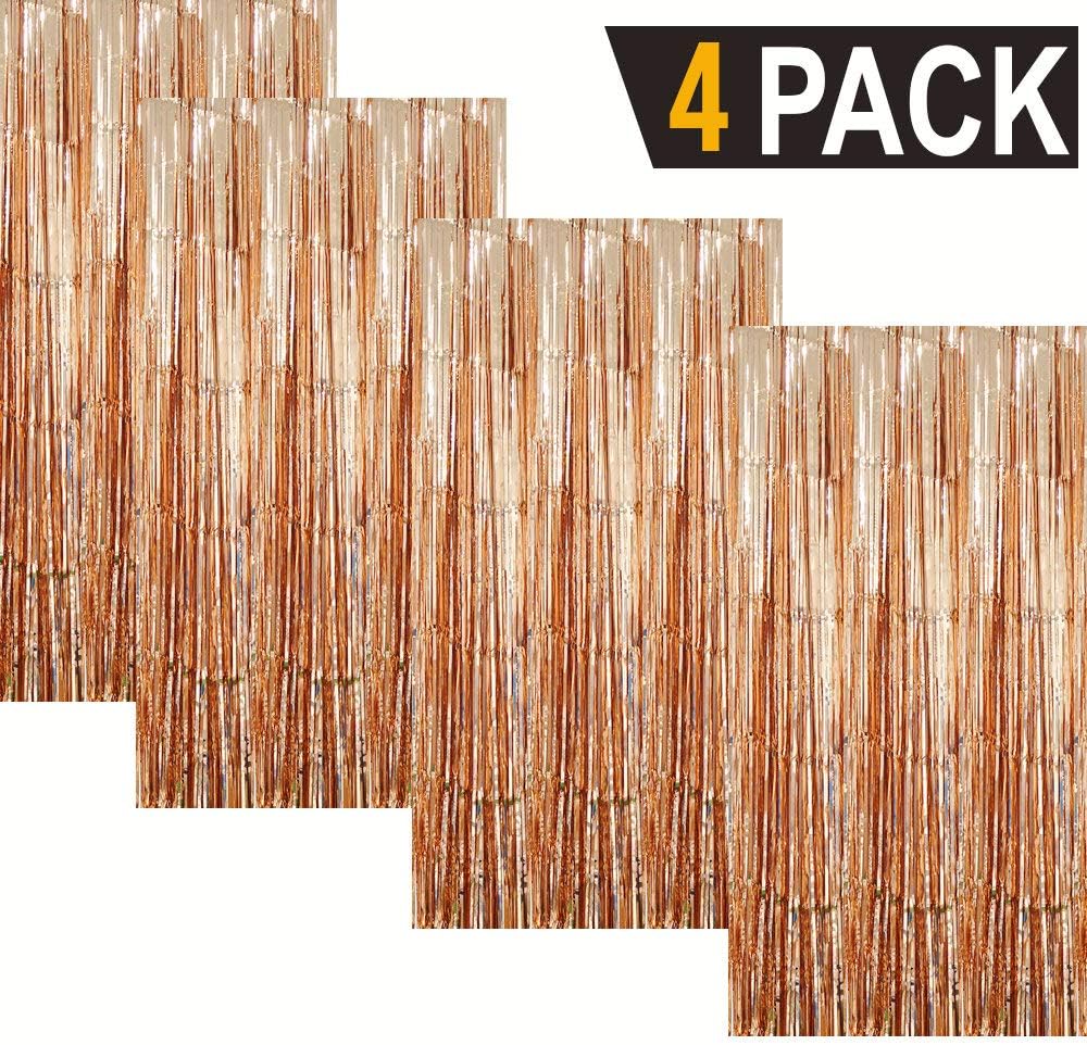 GOER 3.2 ft x 8.2 ft Metallic Tinsel Foil Fringe Curtains Party Photo Backdrop Party Streamers for