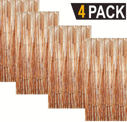 GOER 3.2 ft x 8.2 ft Metallic Tinsel Foil Fringe Curtains Party Photo Backdrop Party Streamers for