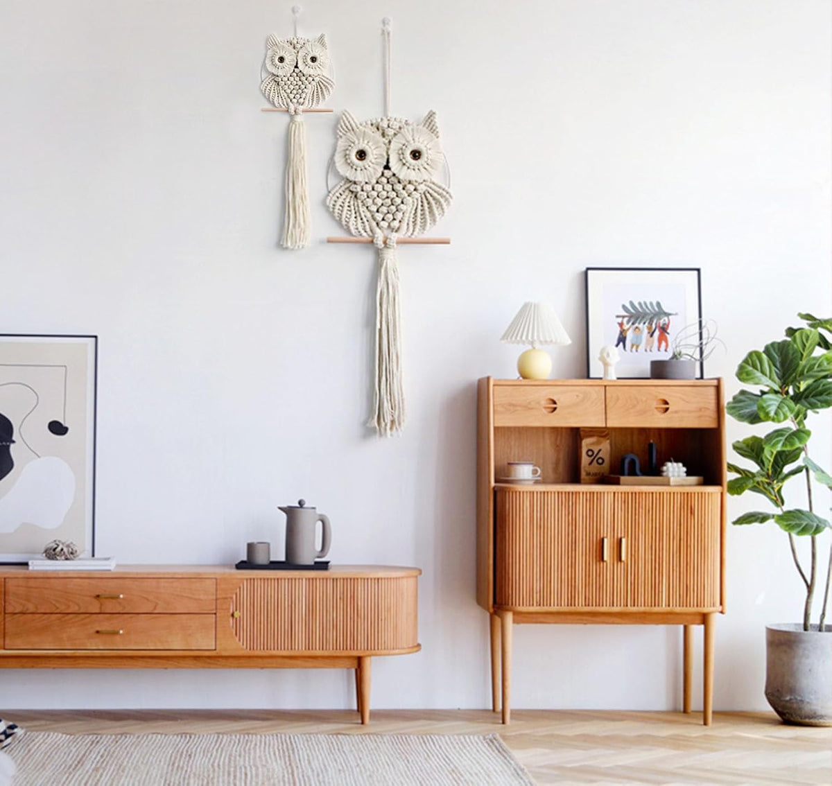Achart Owl Macrame Wall Hanging-Hand Woven Boho Tapestry-Macrame Wall Decor -Owl Decor for Bedroom