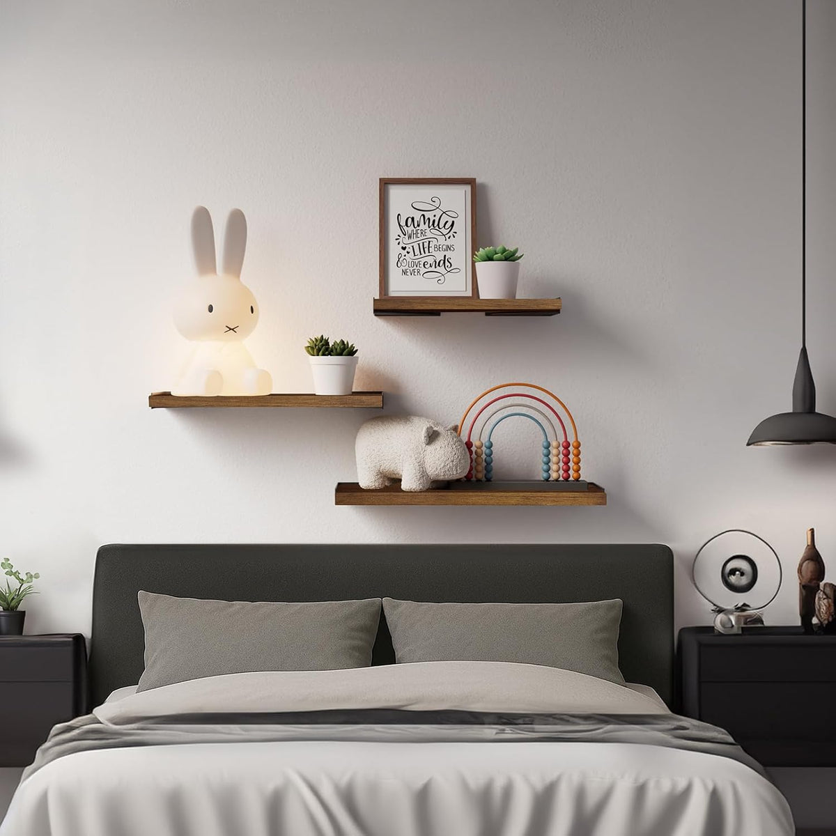 BAYKA Floating Shelves for Wall, Book Shelf for Bedroom, Wall Decor Shelves for Living Room