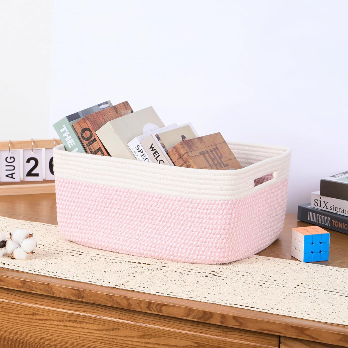 Large Storage Baskets for Organizing, Closet Shelf Baskets for Clothes Blanket Towels, Baby