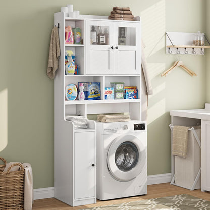 Itaar Over The Toilet Storage Cabinet, Over Toilet Bathroom Organizer with Glass Doors & Toilet