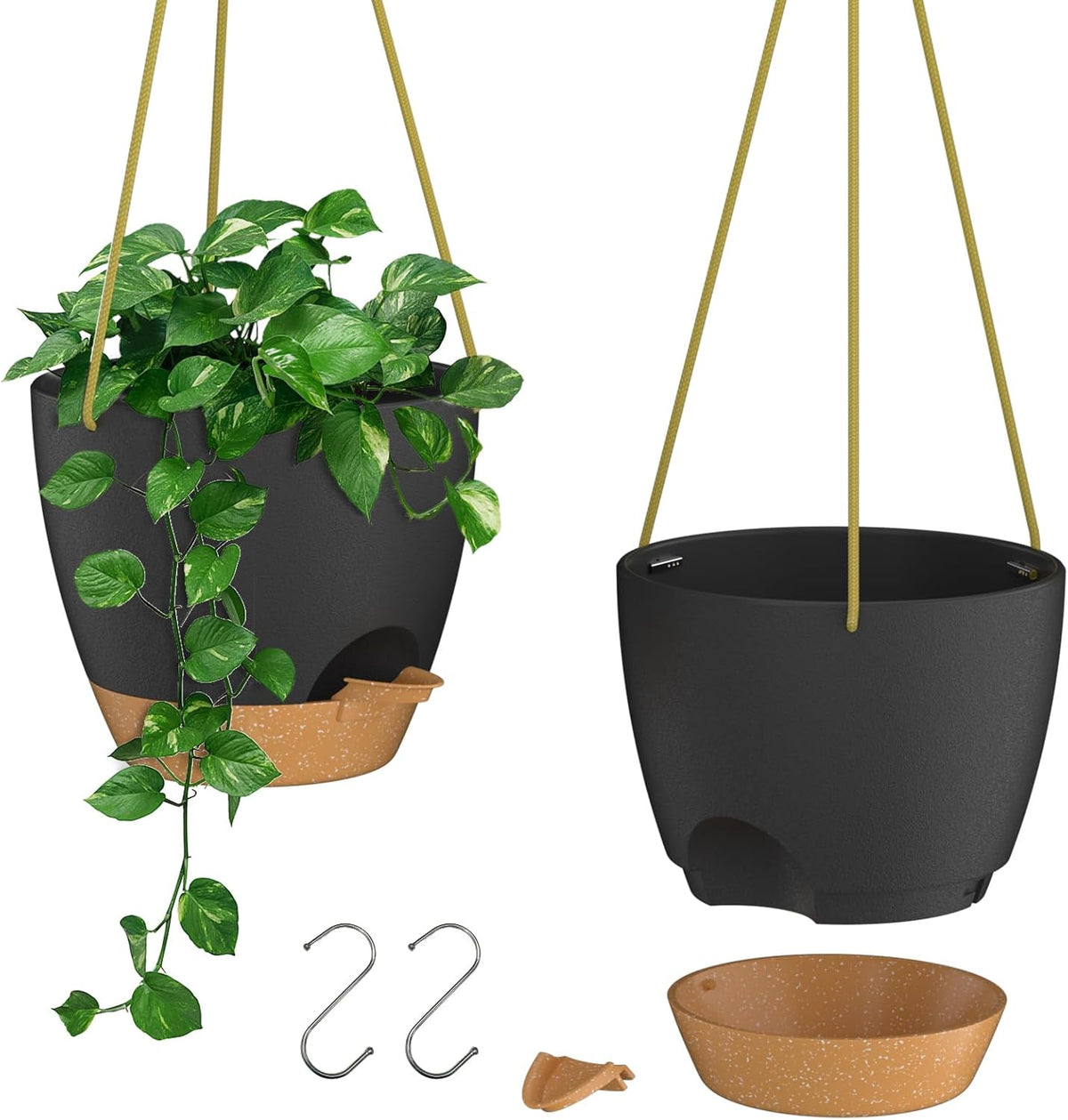 ZMTECH 10 Inch Hanging Planters for Indoor Outdoor Plants, 2 Pack Self Watering Hanging Plant Pots