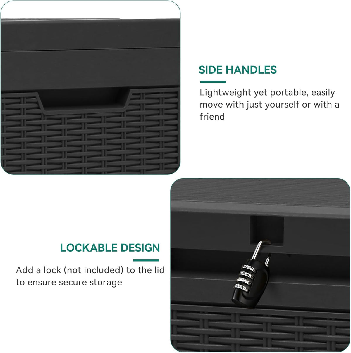 YITAHOME 60 Gallon Outdoor Storage Box, Large Water Resistant Resin Deck Box, Indoor Outdoor