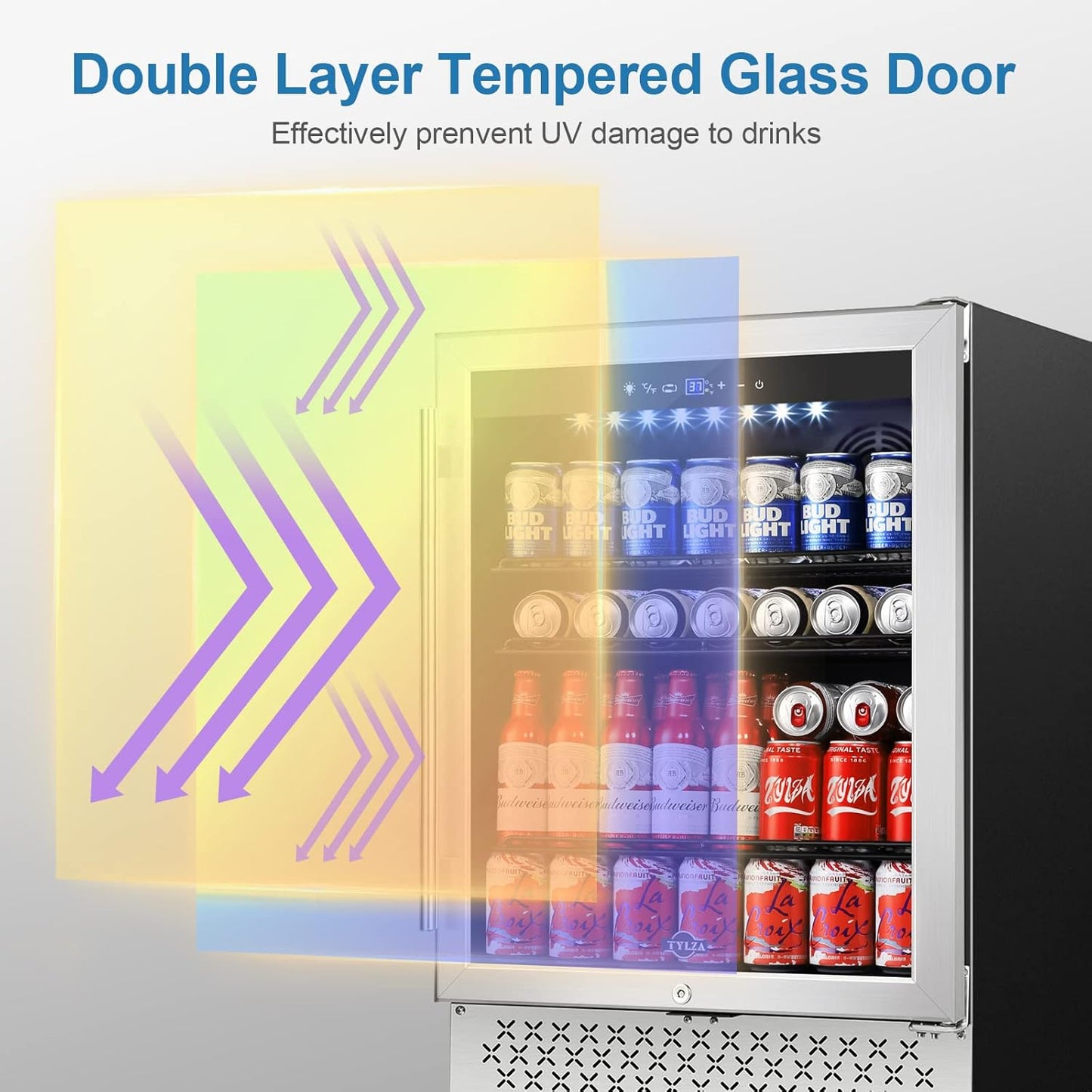 Tylza Beverage Refrigerator 24 Inch, 190 Can Built-in/Freestanding Beverage Cooler Fridge with