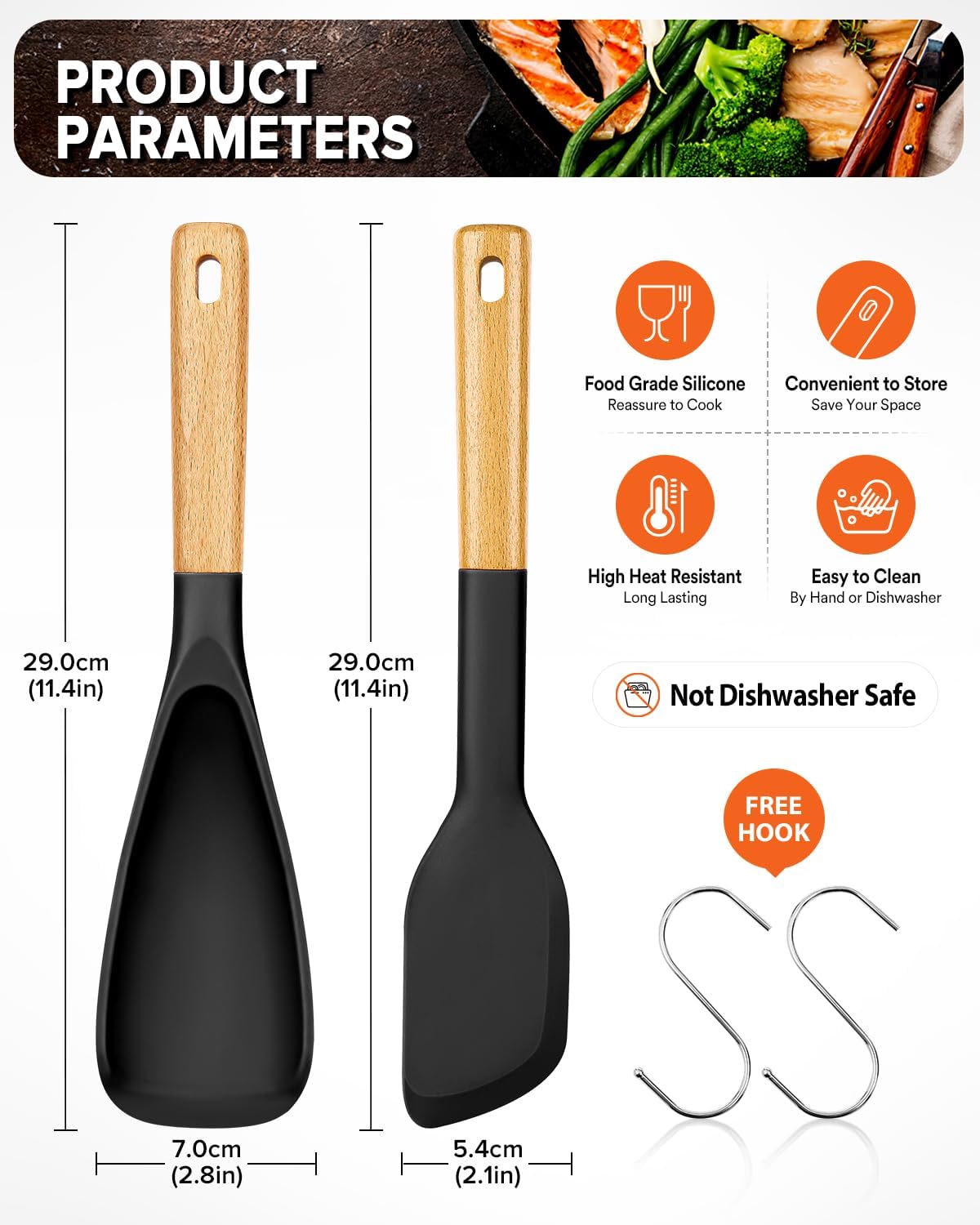 Cooking Spoon and Scraper for Nonstick Cookwares, Great for Cooking and Serving Durable BPA-Free