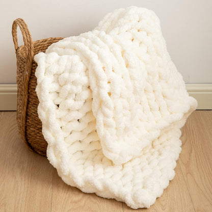 WESHIONGOO Chunky Knit Blanket Throw 40"×40" Knitted Throw Blankets for Couch Bed Fluffy Soft