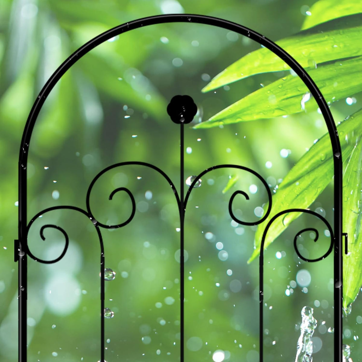LZRS 4 Pack 71x20in Rustic Iron Arch Decoration Garden Trellis with Black Metal Coating – Perfect