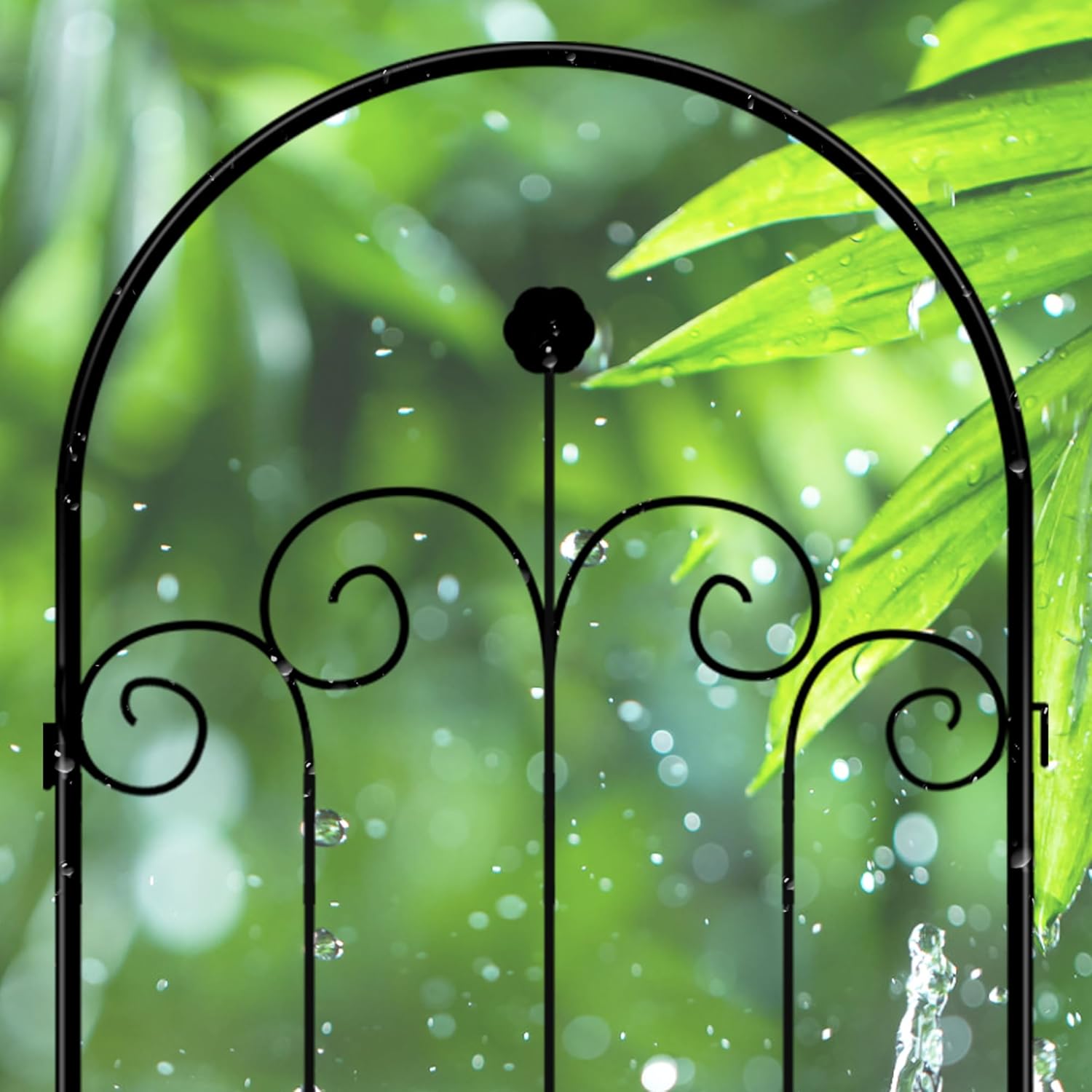 LZRS 4 Pack 71x20in Rustic Iron Arch Decoration Garden Trellis with Black Metal Coating – Perfect