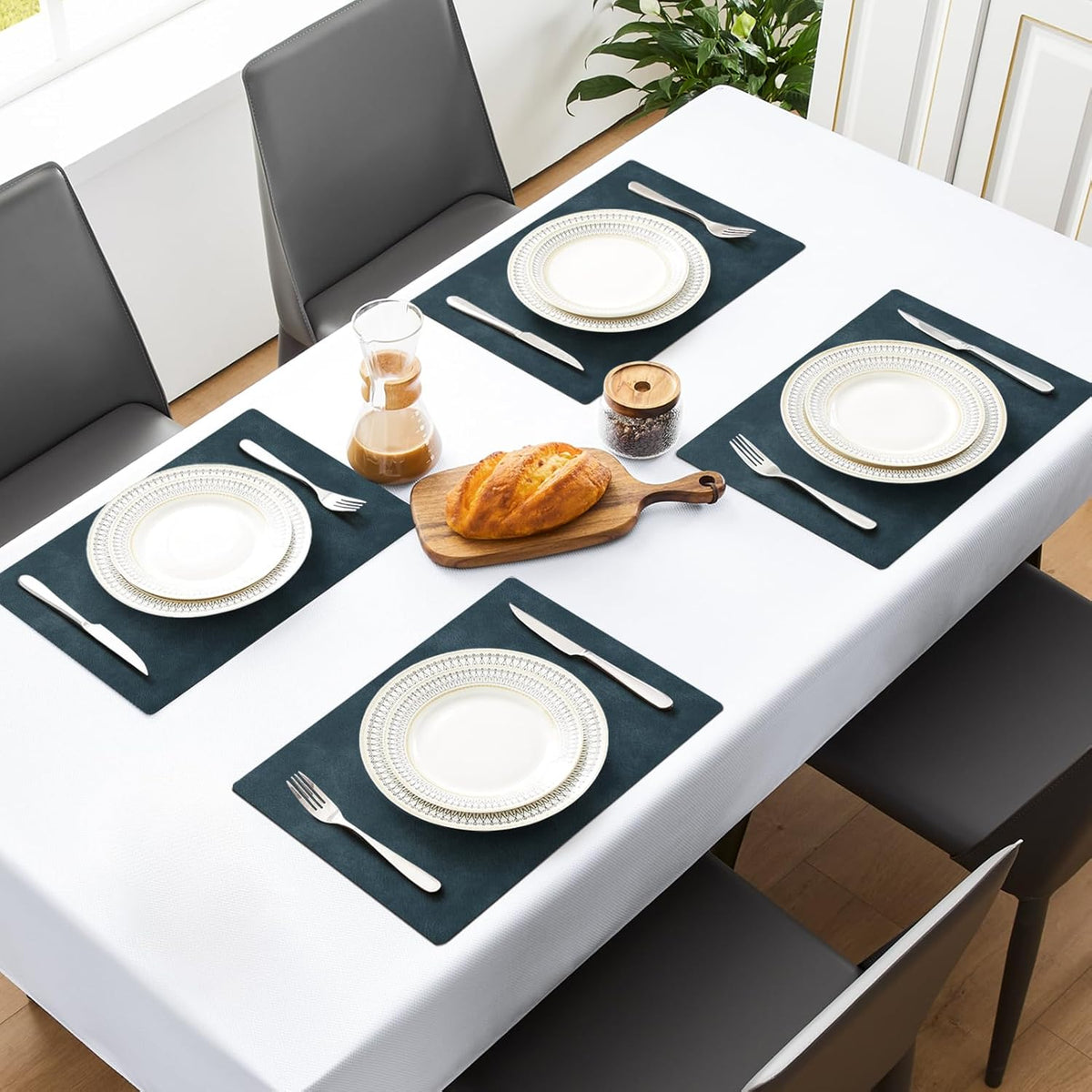 MOSAYT Vinyl Placemats Set of 4-12 X 17 Inch - Faux Leather 100% Waterproof Oil-Proof Wipeable PU