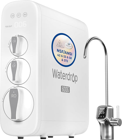 Waterdrop G3P600 Reverse Osmosis System, 8 Stage Tankless Reverse Osmosis Water Filter, NSF/ANSI 42