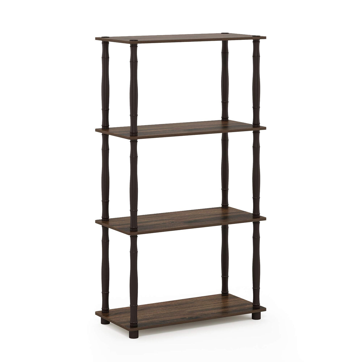 Furinno Turn-N-Tube 4-Tier Multipurpose Shelf Display Rack, Classic Tubes, Walnut/Brown