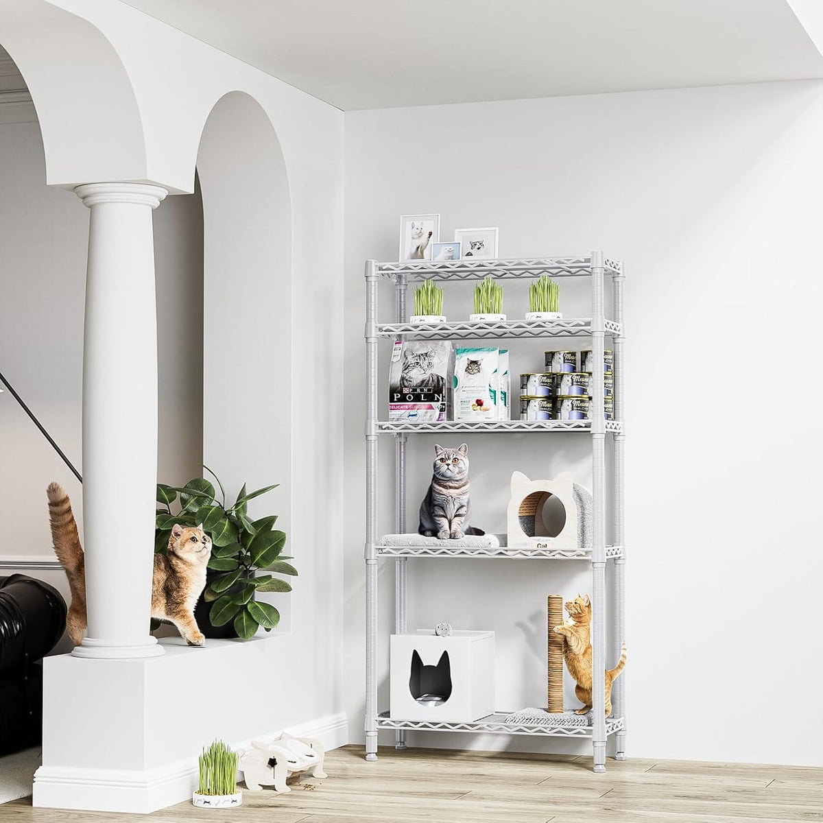 1250 lbs 5 Tier Shelf Metal Storage Shelves Wire Rack Closet Organizers for Garage Kitchen Bathroom