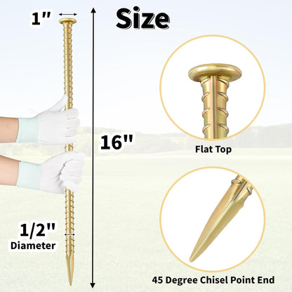 16 Inch Rebar Stakes 1/2 Inch Diameter Galvanized Steel Ground Anchors Heavy Duty Anchoring Spikes