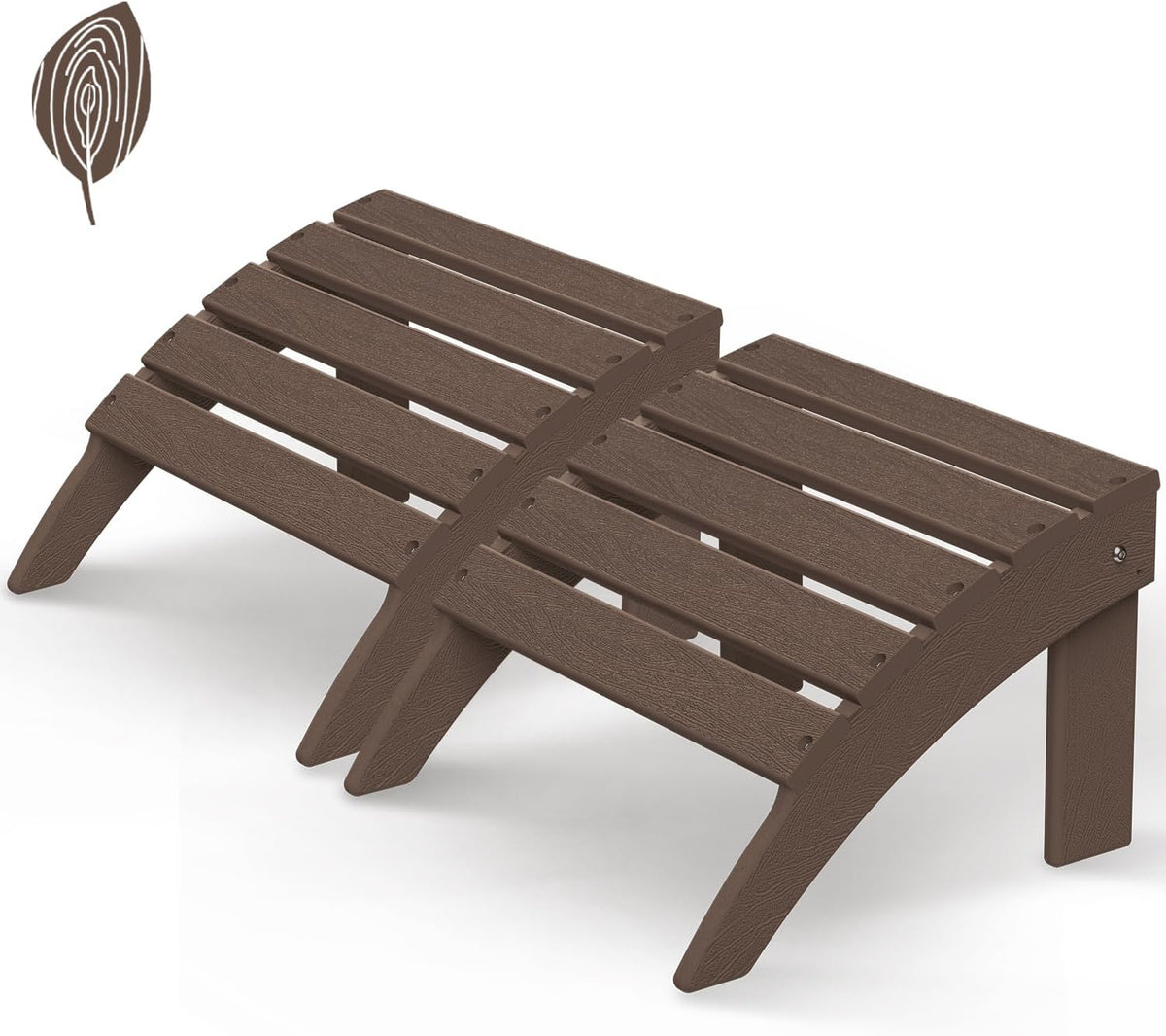 GREENVINES Adirondack-Ottoman | Wood Grain | Set of 2 | HDPE Plastic | Outdoor Footrest | All