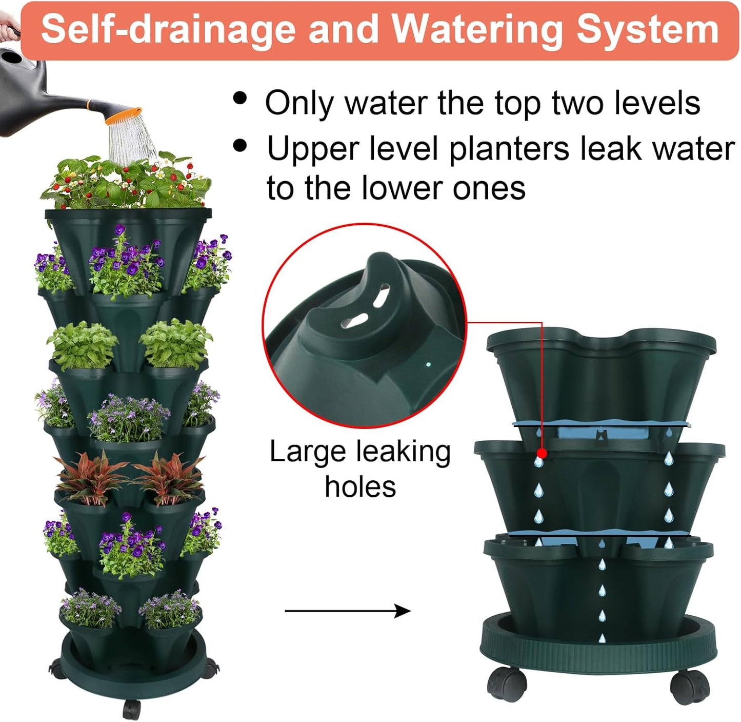 Vertical Planter 7 Tier Stackable Planters Garden Planters Strawberry Herb Flower and Vegetable