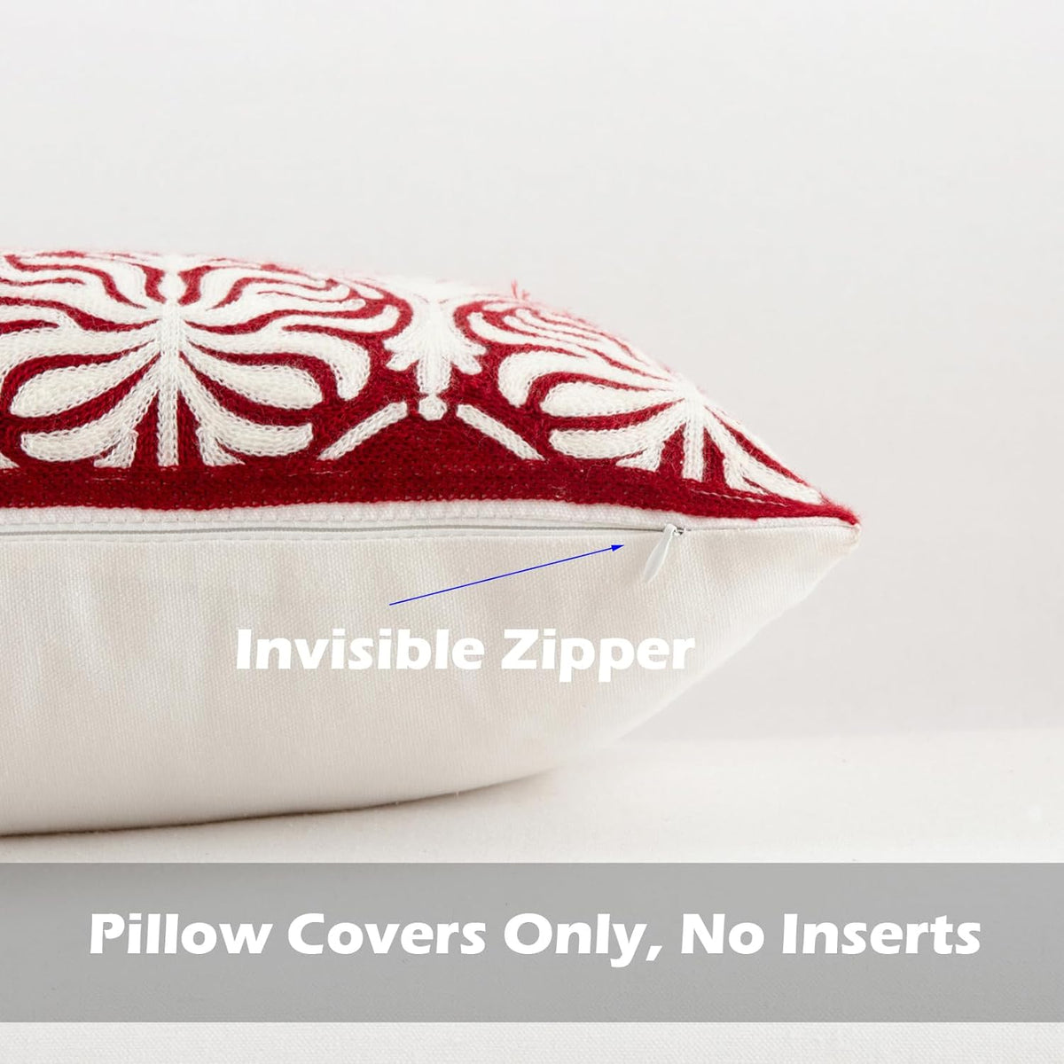 HWY 50 Burgundy Red Decorative Lumbar Pillow Cover Rectangle 12x20 Inch (1 Piece), Embroidered