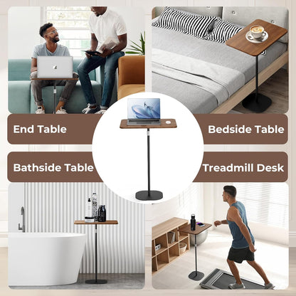 Portable Laptop Floor Stand, Bedside/Sofa Table with Height Adjustable 18''~47'', Stylish Movable