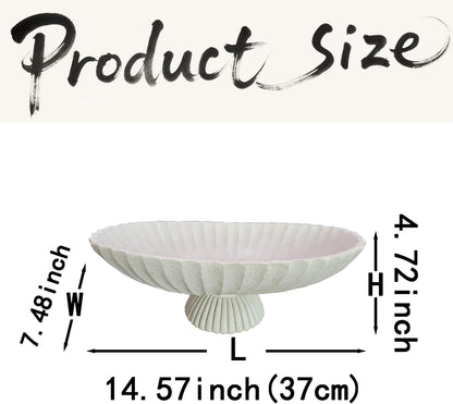 14.5" Large Decorative Long Bowl decor - Fluted Scalloped Decorative Bowls for Home Decor - Ruffle